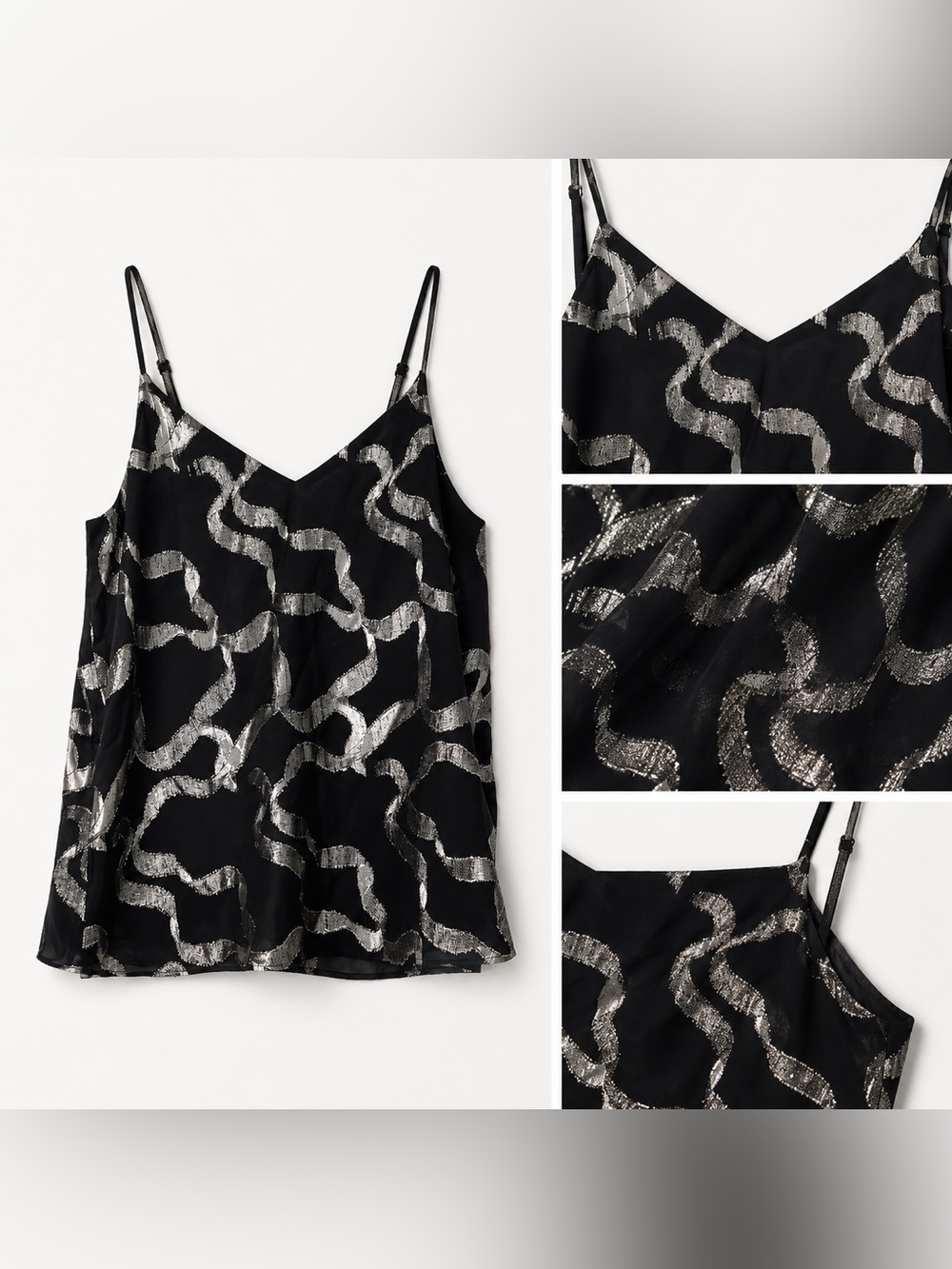 NWT- Ann Taylor Black and Cream Sequin Camisole